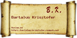 Bartalus Krisztofer névjegykártya